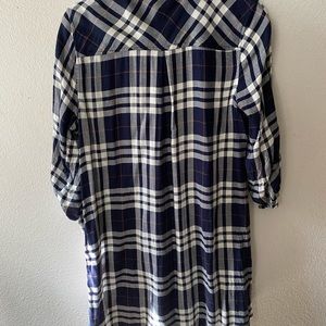 Plaid button down tunic length
